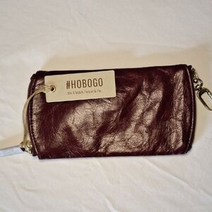HoboGo Leather Wristlet Wallet in Deep Burgundy